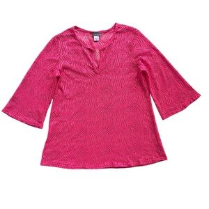 Jordan Taylor Women’s Medium Pink 3/4 Bell Sleeve Flowy Sheer Tunic Swim Coverup